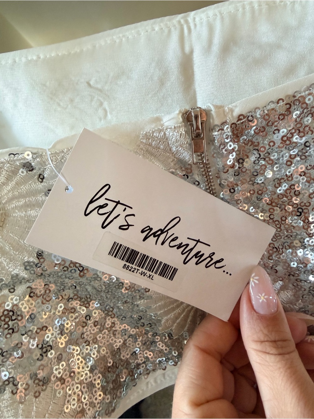 12th Tribe Sequin Daisy Two-Piece Crop Top & Skirt Set - XL top, L bottom - Picture 6 of 8